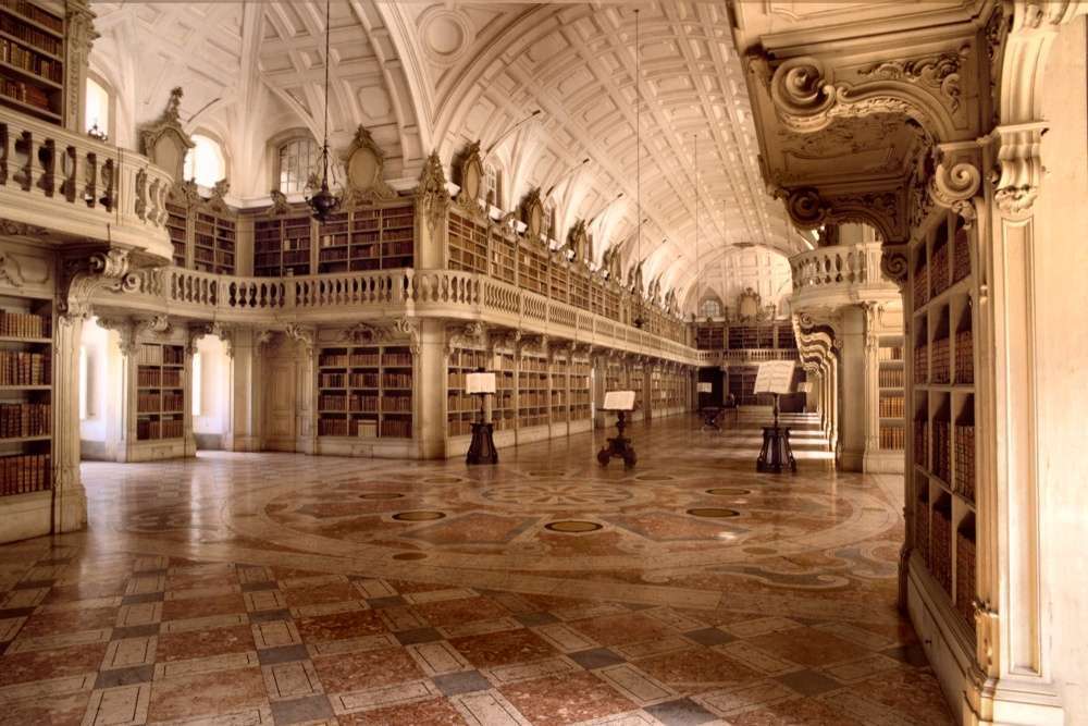 The baroque library of the Convent-Palace of Mafra, Portugal