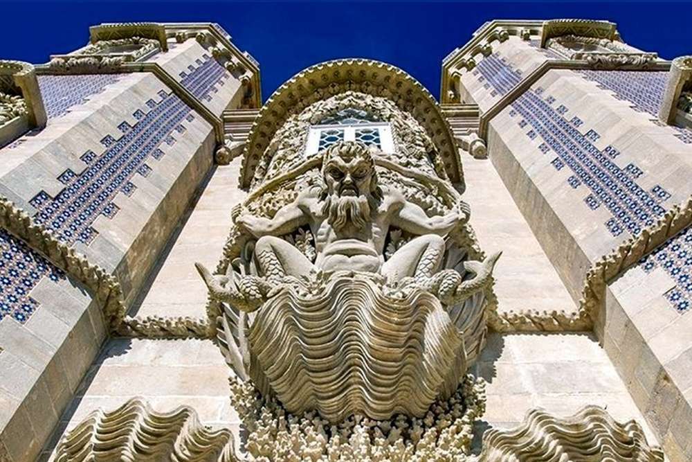 Triton gate of the Pena Palace in Sintra, Portugal