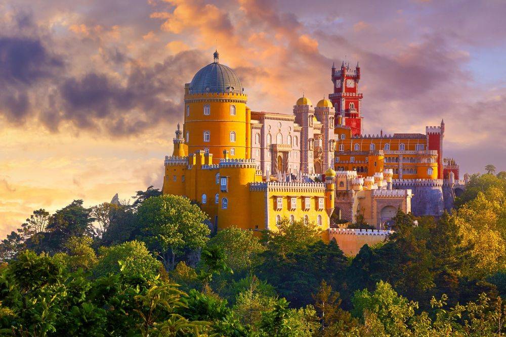 View of the Pena Palace in Sintra, Portugal